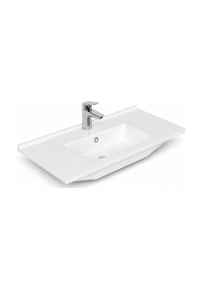Dura Sees Tezgah Üstü Slim Lavabo 80x46,5 Cm Dolap Uyumlu Batarya Delikli Beyaz 5820