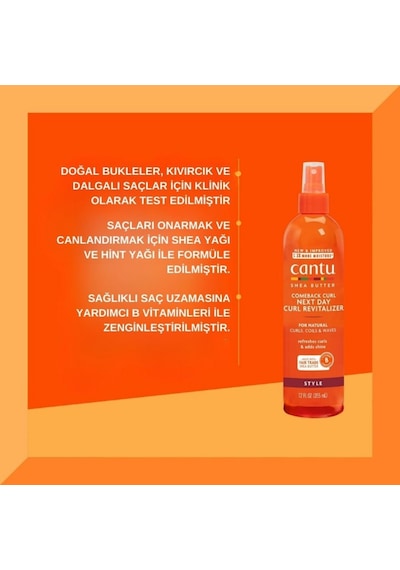 Cantu Doğal Saçlar İçin Bukleleri Geri Getiren Sprey 355 ML