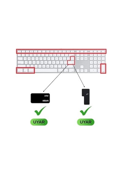 Magic Keyboard A1243 Uyumlu Klavye Koruyucu Türkçe Q Baskılı Us Uk İngilizce Enter Tipi Uyumlu İnce Mat Tpu Silikon Kaplama Kolay Tak Çıkar Yıkanabilir Siyah