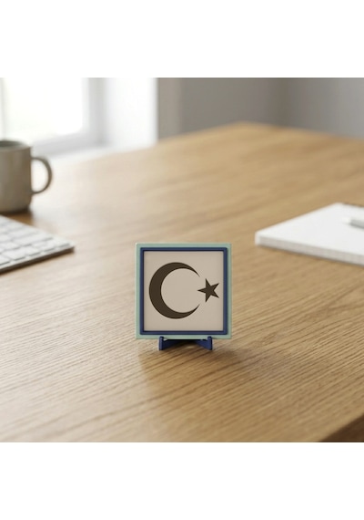 Modern Çizgilerle Hilal Ve Yıldız Dekoratif Obje, Yaşam Alanlarınıza Derinlik Katan Hatıra 10x10 Cm