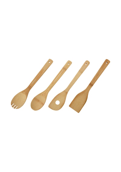 Koopman 4 Parça Bambu Ahşap Kaşık Seti 30 Cm 3 Adet Çok Renkli