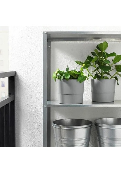 Sumuhome Nypon Dekoratif Plastik Saksı Gri 15 Cm