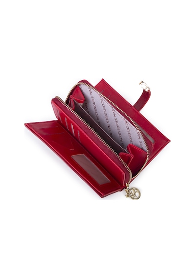 Nas Bag Kadın Orta Boy Kartlık Kağıt Para Ve Bozuk Para Tasarımına Sahip Kırmızı Dona 16x9 Cm Kırmız