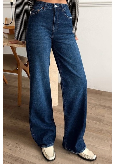 Balenbi Kadın Yüksek Bel Jean Yıkamalı Geniş Paça Palazzo Kot Pantolon 1239 - Premium Seri Koyu Mavi 2345 Balenbi Kadın Yüksek Bel Jean Yıkamalı Geniş Paça Palazzo Kot Pantolon 1239 - Premium Seri Koyu Mavi 2345