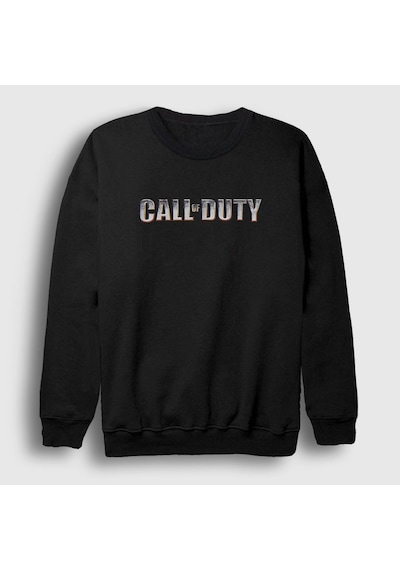 Presmono Unisex Logo Call Of Duty Sweatshirt Siyah