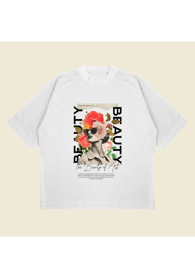Tarzsokak Beauty Baskılı Oversize Unisex Pamuklu Nefes Alan Kalın Kumaşlı Beyaz Tarzsokak Beauty Baskılı Oversize Unisex Pamuklu Nefes Alan Kalın Kumaşlı Beyaz