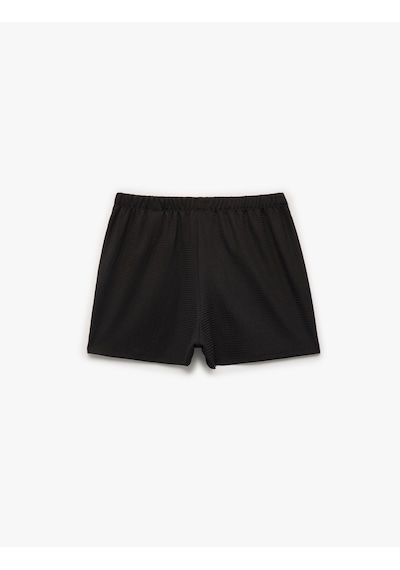 Koton Bürümcük Kumaş Regular Fit Mini Şort Siyah 5sak70072ek Siyah