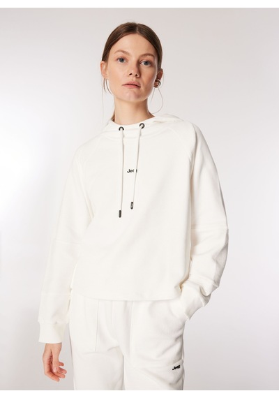 Jeep Ekru Kadın Kapüşonlu Loose Fit Blok Sweatshirt C4wl-swt4809