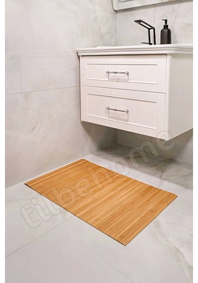 2li Naturel Bambu Banyo Matı Kaydırmaz Çamaşır Makinası Üstü Örtüsü Mutfak Bulaşık Matı Su Geçirmez Bambu