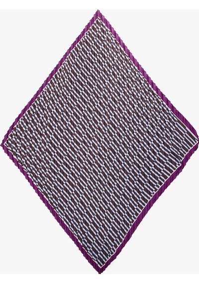 Koton Geometrik Desenli Kontrast Kenarlı Pileli Kare Şal Multıcolor 7wak50323aa Mavi