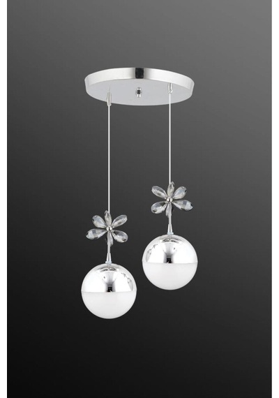 Kelebek 2'li Krom Sarkıt 3 Renk Modu Ledli Kristal Taşlı Modern Led Avize Krom