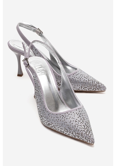 Luvishoes Johanna Gümüş Taşlı Kadın Topuklu Ayakkabı Gümüş