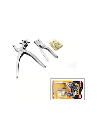 Dmax Dmx-4550 2'li Set: 6 Dişli Metal Kemer Delme Pensesi & Perçin Pensesi + Gold Perçin