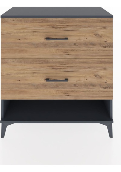 Hyperion Şifonyer 2 Çekmeceli 88x44x96 Antrasit-çam Antrasit