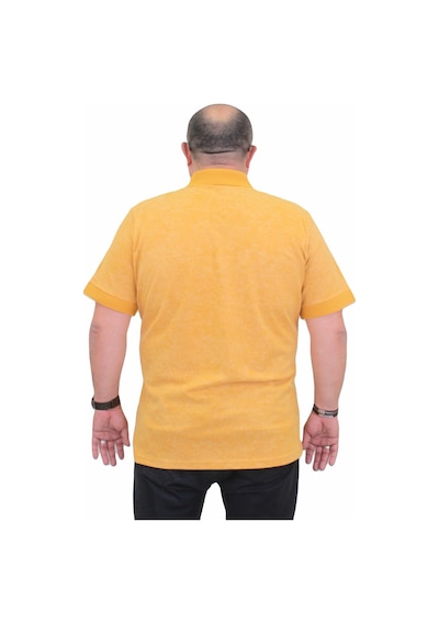 Starbattal Erkek Büyük Beden Polo Yaka Mat Baskılı Tişört 24451 Hardal-Hardal