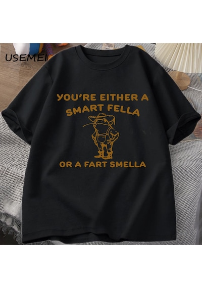 Flood Of Style Bir Akıllı T-shirts T-shirt Boy Retro Karikatür T Shirt Garip Kovboy Kurbağa T Shirt Kadın Er Siyah