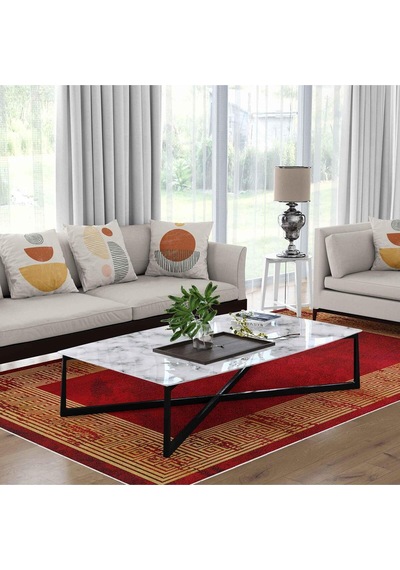 Kaymaz Taban Yıkanabilir Halı Mutfak, Salon, Yatak Odası İçin Modern Dijital Baskı Halı Slnhalı 1 - 0063 Çok Renkli