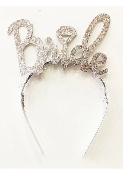 Gümüş Renk Bekarlığa Veda İtalik Yazı Alyanslı Bride Taç Standart