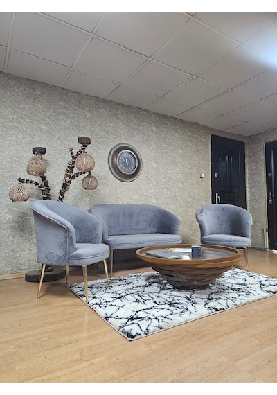 Zafir Teddy Takım Gold Kaplama Sivriltme Ayak Çay Seti Koltuk - Berjer , Balkon, Salon, Ofis Gri Zafir Teddy Takım Gold Kaplama Sivriltme Ayak Çay Seti Koltuk - Berjer , Balkon, Salon, Ofis Gri