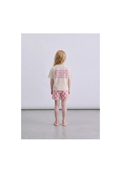 Poala Kids Sloganlı Damalı Takım Pembe