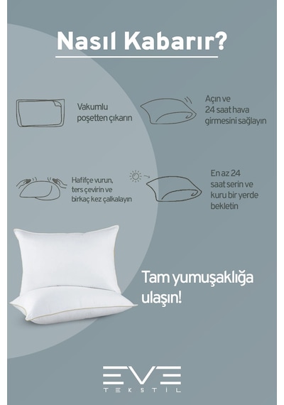 Eve Tekstil 4 Adet Yellow Dream Serisi Fermuarlı Antialerjik Silikon Elyaf Dolgulu Yastık 50x70cm 1200gr