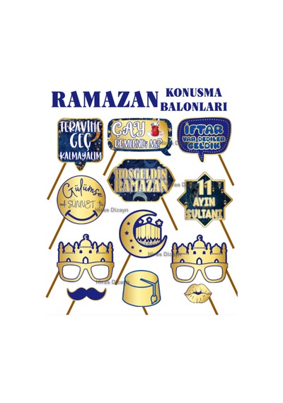 Hoş Geldin Ramazan İftar Konuşma Balonu Seti 12  Parça Fotoğraf Aksesuarı