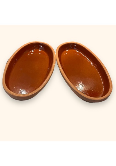 2'li Toprak Sırlı Oval Balık Güveci Pişirme Tavası 30x15x4 Toprak