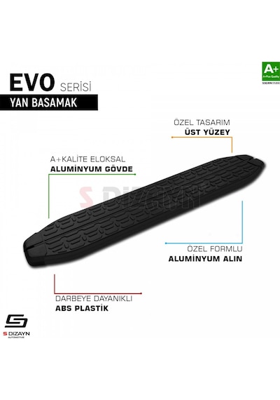 S-dizayn Ford Courier 2 Evo Siyah Yan Basamak 183 Cm 2023 Üzeri A
