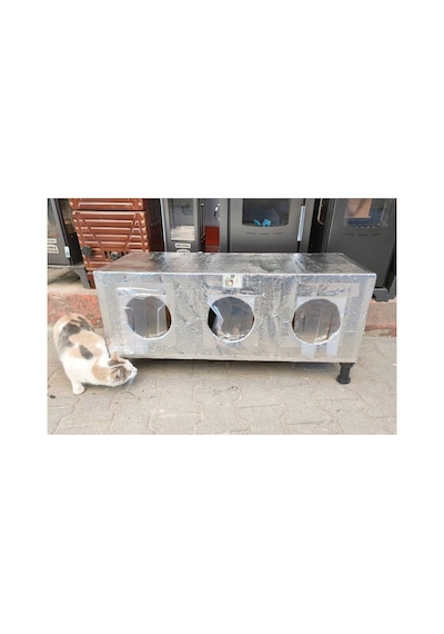Kedi Evi Kedi Yuvası Kedi Barınağı %100 Su Soğuk Ve Kar Karumalı Ayaklı 3 Bölmeli 90x40x36cm