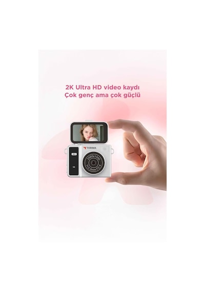 Mini Dijital Kamera 2k Flip Ekranlı Selfie Video Vlog Kamerası Cmr46 Siyah Siyah