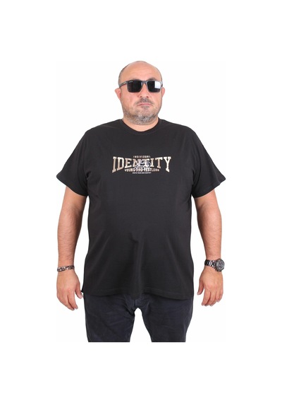 Moc Grande Mocgrande Erkek Büyük Beden Sıfır Yaka Tişört Identity 25189 Sıyah SIYAH