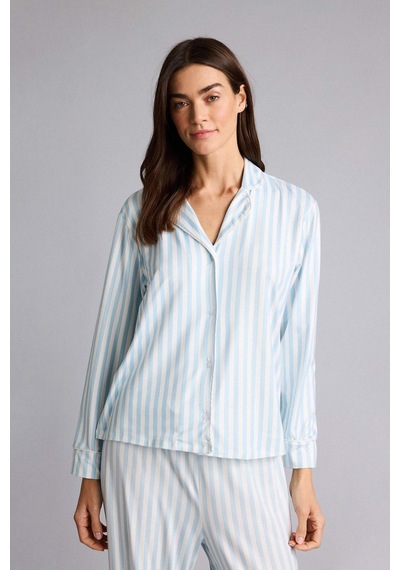 Defacto Regular Fit Pijama Yaka Uzun Kollu Üst G1980ax26spbe772 Mavi-be772