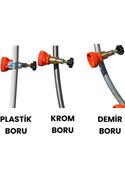 Tarım Garaj 3+3 Başlıklı Hilal Tip İlaçlama Makina Aparatı Krom Boru