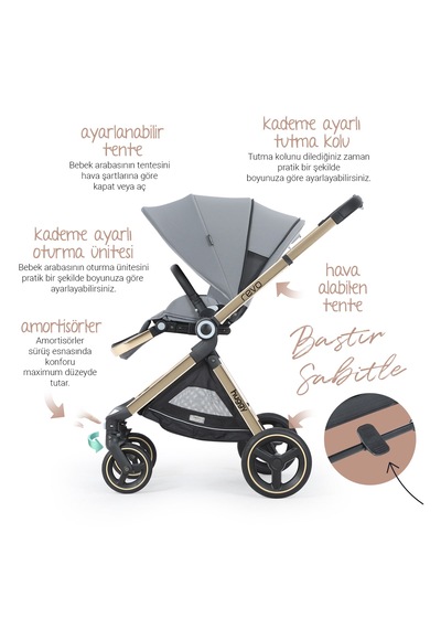 Huggy Revo 5 İn 1 Travel Sistem Bebek Arabası Latte