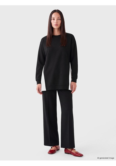 Lcw Everyday Siyah Soft Touch Kadın Sweatshirt Tunik