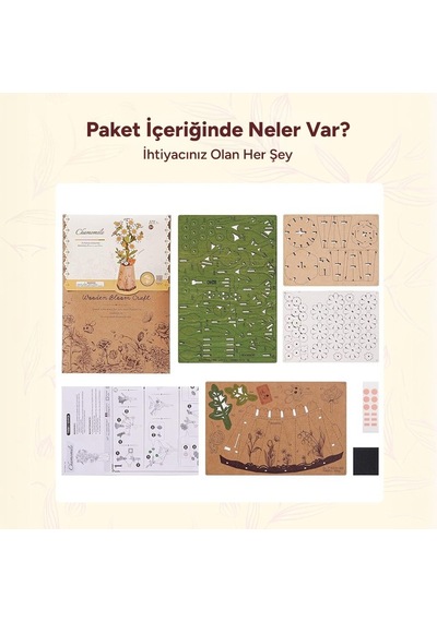 Rowood Tw061 Papatya Çiçeği Chamomile Dıy Minyatür Maket Model Seti Ahşap 3d Wooden Puzzle Model Kit Ahşap Maket Dekoratif Hobi Seti