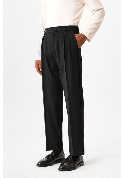 Antioch Yüksek Bel Pileli Relaxed Fit Baggy Erkek Pantolon Siyah