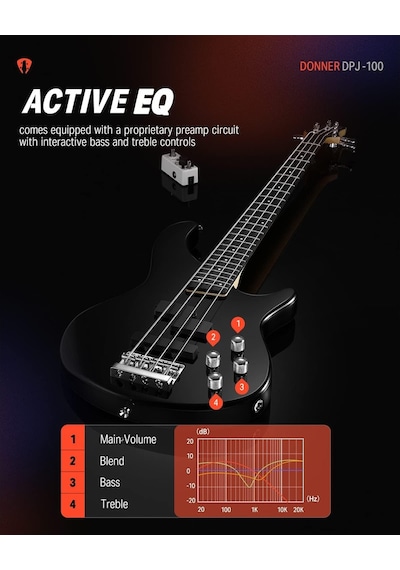 Donner Dpj-100 Pj-style Bas Gitar Siyah