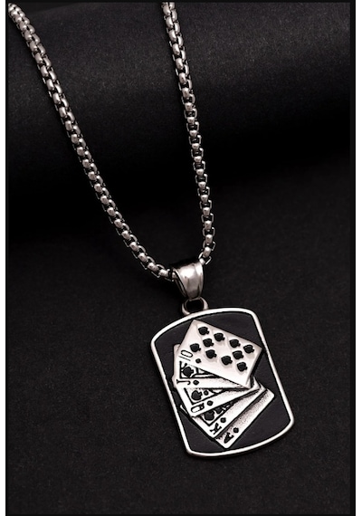 Osmanlı Gümüş Poker Royal Flush Maça Poker Royal Flush Maça Figür Kolye