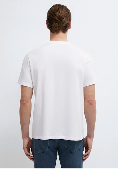 Mavi M0613270-620 Mavi Black Logo Baskılı Tişört Erkek T-shirt Beyaz