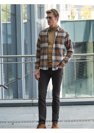 Camel Erkek Oduncu Gömlek Ön Cepli Slim Fit Gömlek Ncs Jeans 7217-camel Camel