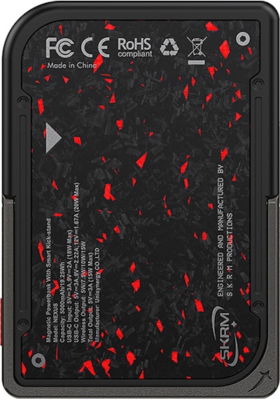 Skinarma Vektor Kablosuz Powerbank Ve Pd Hızlı Şarj Özellikli Metal Stand 15w 5000mah Siyah-kırmızı Siyah - Kırmızı