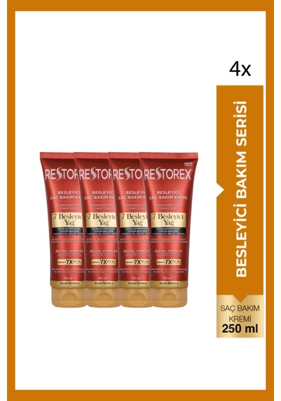 Besleyici Bakım Saç Kremi 250 Ml - 7 Besleyici Yağ Göz Alıcı Parlaklık İpeksi Yumuşaklık 4 Adet