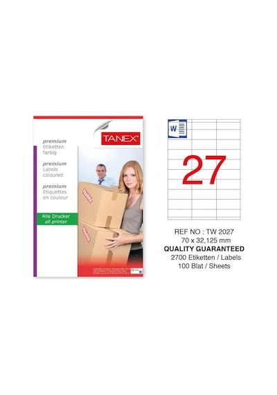 Tanex Tw-2027 Sevkiyat ve Lojistik Etiketi 70x32,125 mm