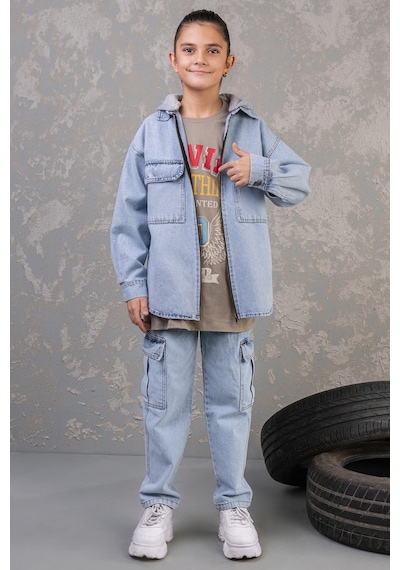 Dmb Kids % 100 Pamuk Straight Fit Düz Paça Jean Erkek Çocuk Kot Pantolon Açık Mavi