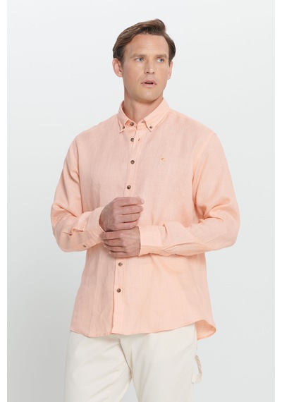 AC&Co / Altınyıldız Classics Erkek Turuncu Comfort Fit Rahat Kesim %100 Keten Düğmeli Yaka Gömlek Turuncu AC&Co / Altınyıldız Classics Erkek Turuncu Comfort Fit Rahat Kesim %100 Keten Düğmeli Yaka Gömlek Turuncu