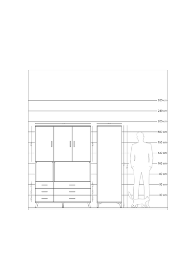 Kronos Dolap 6 Raflı 6 Çekmeceli 3 Kapaklı 132x59x195 Çam-çam... Çam