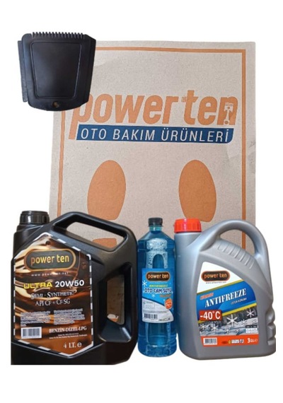 Power Ten 20W50 Motor Yağı + 3 Litre Antifriz + -20 C Cam Suyu Bakım Seti