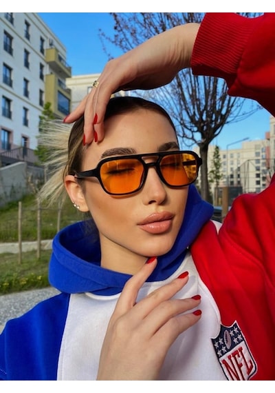 Turuncu Camlı Unisex Güneş Gözlüğü Çok Renkli