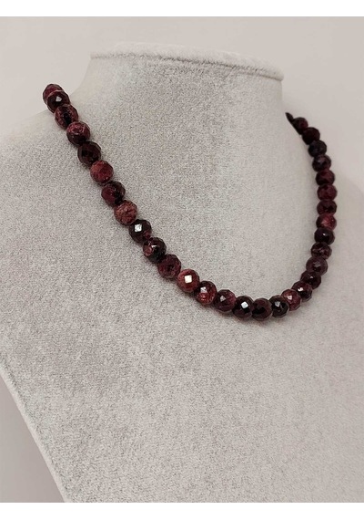 Lal Granat Garnet Taşı Faset Kesim Kolye 8mm Sabit Klipsli
